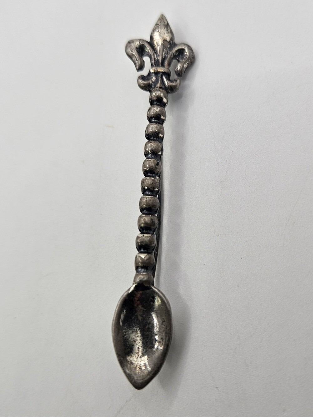 Vintage Sterling Silver Fleur De Lis Spoon Brooch Pin Sweetheart Novelty 925